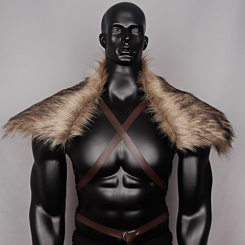 Men'S Viking Accessories - Mantello da spalla in pelliccia sintetica